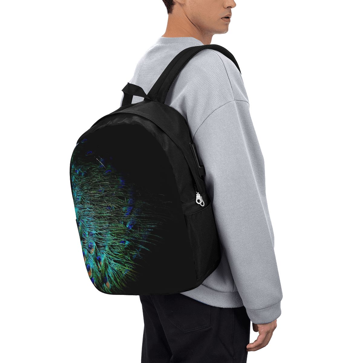 Mochila con plumas de pavo rea - Backpacks reseña y precio
