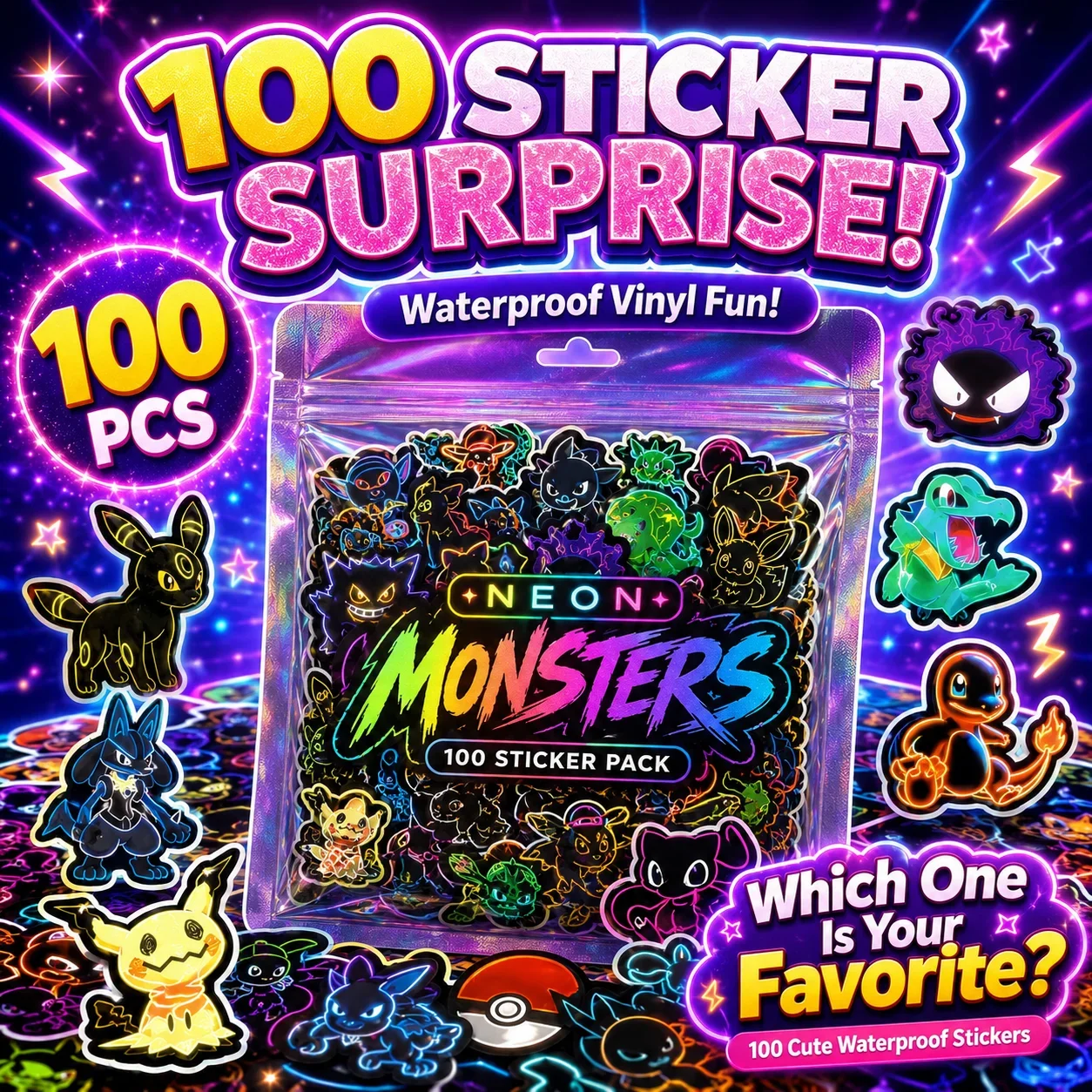 100 pegatinas de Pokémon de ne - Handbags reseña y precio